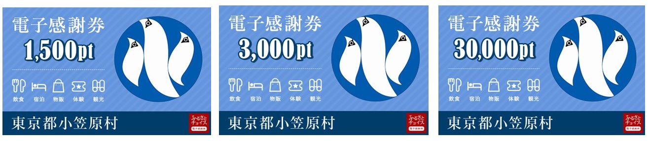 １．小笠原村に寄附のお礼の品として「ふるさとチョイス 電子感謝券」を選択して寄附をする